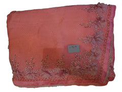Baby Pink Designer PartyWear Georgette Thread Pearl Stone Hand Embroidery Work Saree Sari
