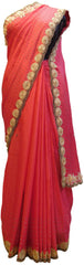 Gajari Designer PartyWear Georgette Thread Pearl Beads Hand Embroidery Work Saree Sari