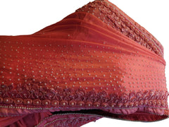 Pink Designer PartyWear Georgette Thread Pearl Cutdana Stone Hand Embroidery Work Saree Sari