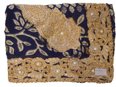 Blue Designer PartyWear Brasso & Georgette Zari Stone Work Saree Sari