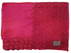 Pink Designer PartyWear Silk Stone Thread Hand Embroidery Work Saree Sari