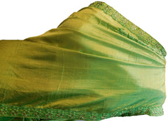Green Designer PartyWear Silk Stone Thread Hand Embroidery Work Saree Sari