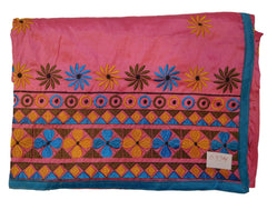 Pink Designer PartyWear Silk Thread Hand Embroidery Work Saree Sari