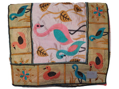 Peach & Cream Designer PartyWear Silk Thread Hand Embroidery Work Saree Sari