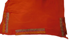 Orange Designer PartyWear Georgette (Viscos) Pearl Zari Bullion Stone Hand Embroidery Work Saree Sari