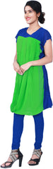 SMSAREE Green & Blue Designer Casual Partywear Geogette Viscos Self Stylish Hand Embroidery Work Stylish Women Kurti Kurta With Free Matching Leggings D008
