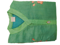Green Designer Cotton (Chanderi) Embroidery Thread Stone Work Kurti Kurta