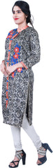 SMSAREE Black & White Designer Casual Partywear Raw Silk Thread Hand Embroidery Work Stylish Women Kurti Kurta With Free Matching Leggings D272