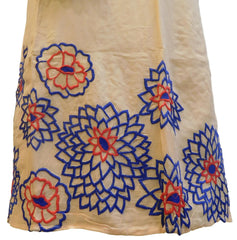 Beige Designer Georgette (Viscos) Hand Embroidery Thread Work Kurti Kurta With Blue Dupatta D279