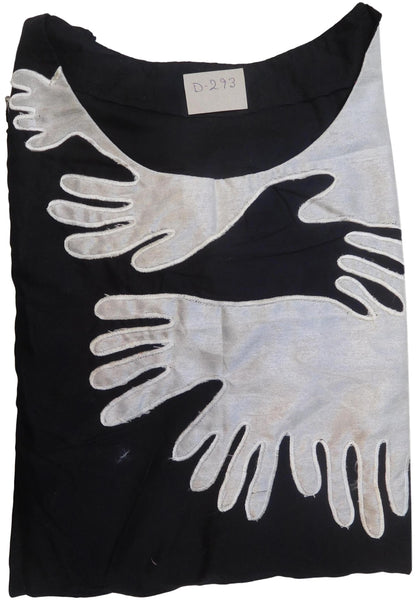 Black & White Designer Silk (Muslin) Hand Embroidery Thread Aplic Work Gown Style Kurti Kurta D293