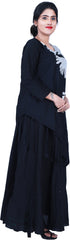 SMSAREE Black & White Designer Casual Partywear Pure Satin Cotton Applick Hand Embroidery Work Stylish Women Kurti Kurta With Free Matching Leggings D293