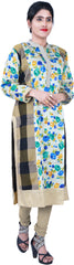 SMSAREE Mult-Colour Designer Casual Partywear Floral Printed Raw Silk Zari & Thread Hand Embroidery Work Stylish Women Kurti Kurta With Free Matching Leggings D307