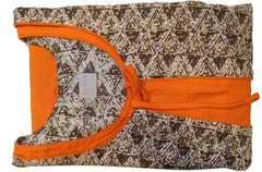 Orange & Grey Designer Silk (Rayon) Printed Butique Style Jacket Kurti Kurta D314