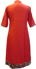Red & Blue Designer Silk (Rayon) Printed Butique Style Jacket Kurti Kurta D318