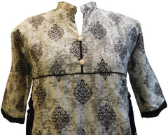 White & Black Designer Silk (Rayon) Printed Butique Style Kurti Kurta D321