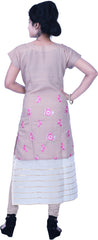 SMSAREE Grey Designer Casual Partywear Pure Cotton Thread & Gota Hand Embroidery Work Stylish Women Kurti Kurta With Free Matching Leggings D501