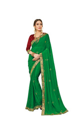 Green Chiffon Full Designer Saree Sari