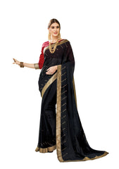 Black Chiffon Full Designer Saree Sari