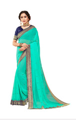 Green Georgette Jacquard Border Designer Saree Sari