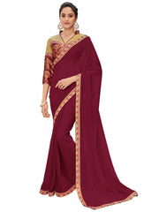 Maroon Chiffon Heavy Designer Saree Sari