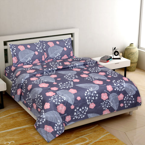 Violet Glace Cotton Double Bed Bedsheet