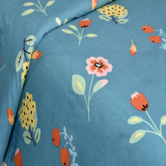 Aqua Blue Glace Cotton Double Bed Bedsheet