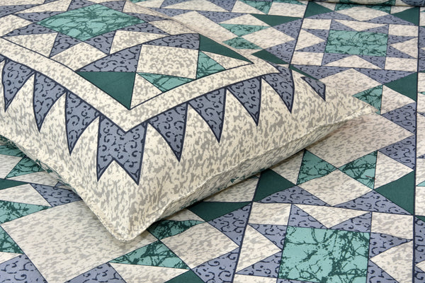 White Pure Cotton Double Bed Printed Bedsheet