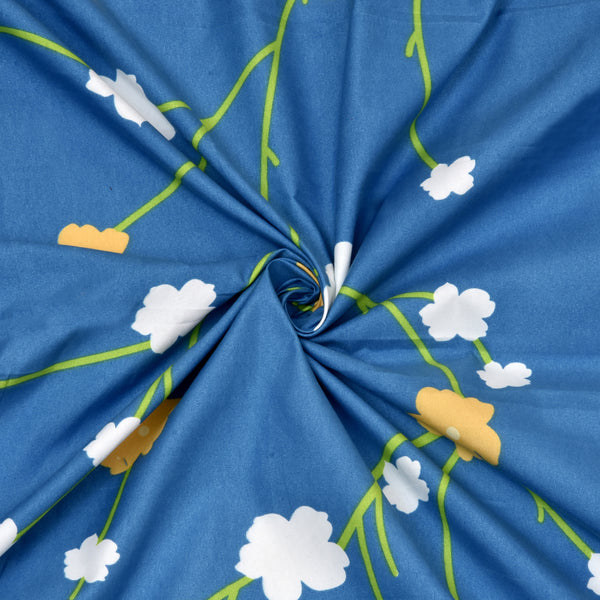 Royal Blue Glace Cotton Double Bed Bedsheet