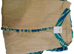 Cream, Green  & Blue Designer Cotton (Chanderi) Kurti