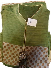 Mehndi Green & White Designer Cotton (Chanderi) Kurti