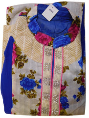Blue & White Designer Cotton (Chanderi) Kurti