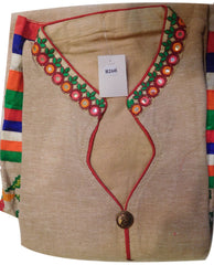 Red & Cream Designer Cotton (Chanderi) Kurti