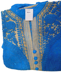 Blue Designer Cotton (Chanderi) Kurti