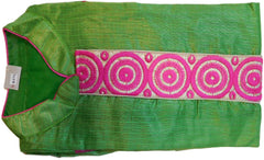 Pink & Green Designer Cotton (Chanderi) Kurti