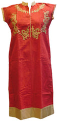 Red & Cream Designer Cotton (Chanderi) Kurti