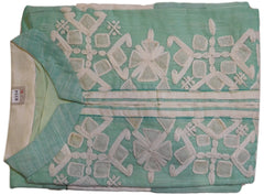 Sea Green & White Designer Cotton (Chanderi) Kurti