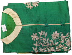 Green & Cream Designer Cotton (Chanderi) Kurti