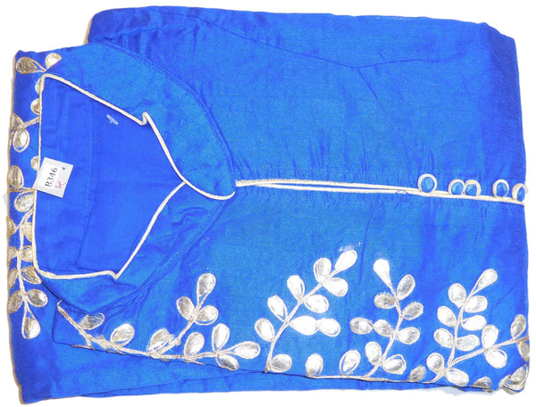 Blue & Cream Designer Cotton (Chanderi) Kurti