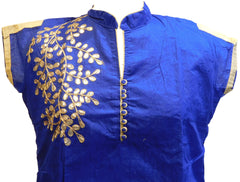 Blue & Cream Designer Cotton (Chanderi) Kurti