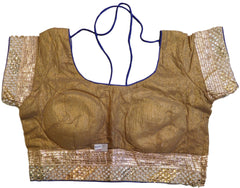Golden Designer Blouse With Stone Work Taping