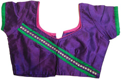 Purple Designer Blouse With Green Taping