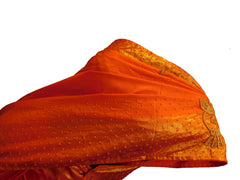 SMSAREE Orange Designer Wedding Partywear Silk Beads & Pearl Hand Embroidery Work Bridal Saree Sari With Blouse Piece E725