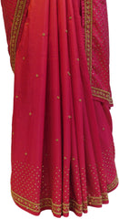 Pink Designer Silk Saree Stone Work Boder Sari