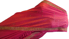 Pink Designer Silk Saree Stone Work Boder Sari