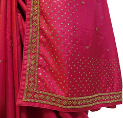 Pink Designer Silk Saree Stone Work Boder Sari