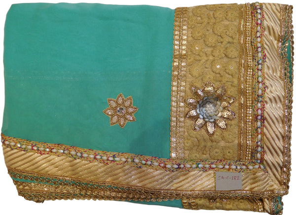 Turquoise Designer Georgette Saree