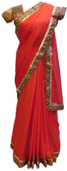 Red Designer Georgette Saree With Sequence Work Border