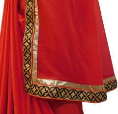 Red Designer Georgette Saree With Sequence Work Border