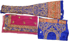 Merron & Blue Designer Bridal Raw Silk Lahenga With Net Dupatta & Raw Silk Blouse