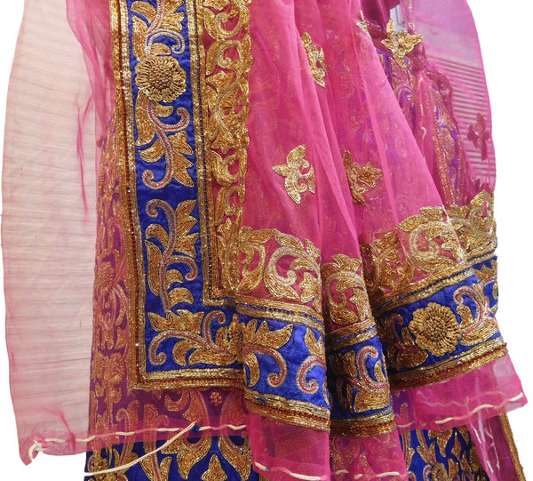 Merron & Blue Designer Bridal Raw Silk Lahenga With Net Dupatta & Raw Silk Blouse